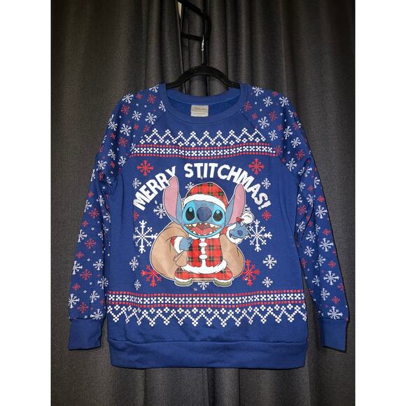 Ugly Christmas Sweater Xmas Sweatshirt Crewneck Size Small Disney Stitch - Picture 1 of 3